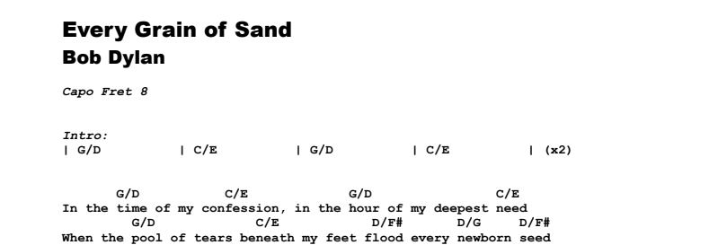 Bob Dylan - Every Grain of Sand Guitar Lesson Chords Preview