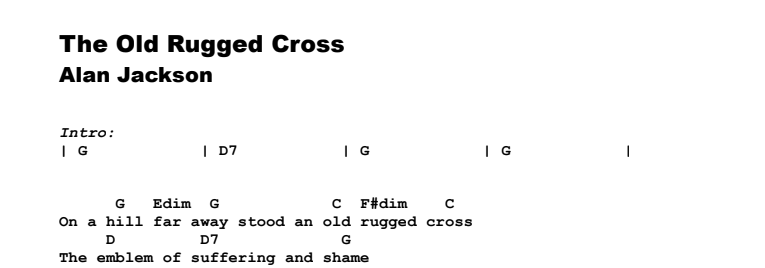 Alan Jackson - The Old Rugged Cross Guitar Lesson Tab Preview Alan Jackson - The Old Rugged Cross Guitar Lesson Tab Preview