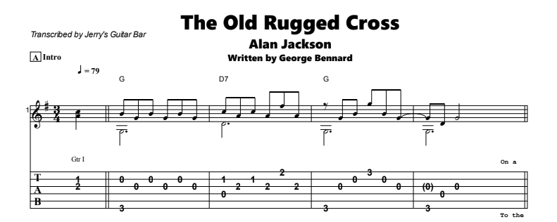 Alan Jackson - The Old Rugged Cross Guitar Lesson Tab Preview Alan Jackson - The Old Rugged Cross Guitar Lesson Tab Preview