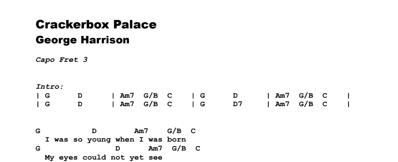 George Harrison - Creackerbox Palace Guitar Lesson Chords Preview